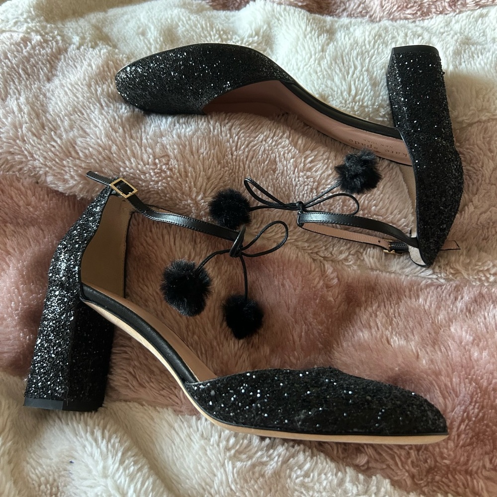 Kate Spade Glitter Bow Heels